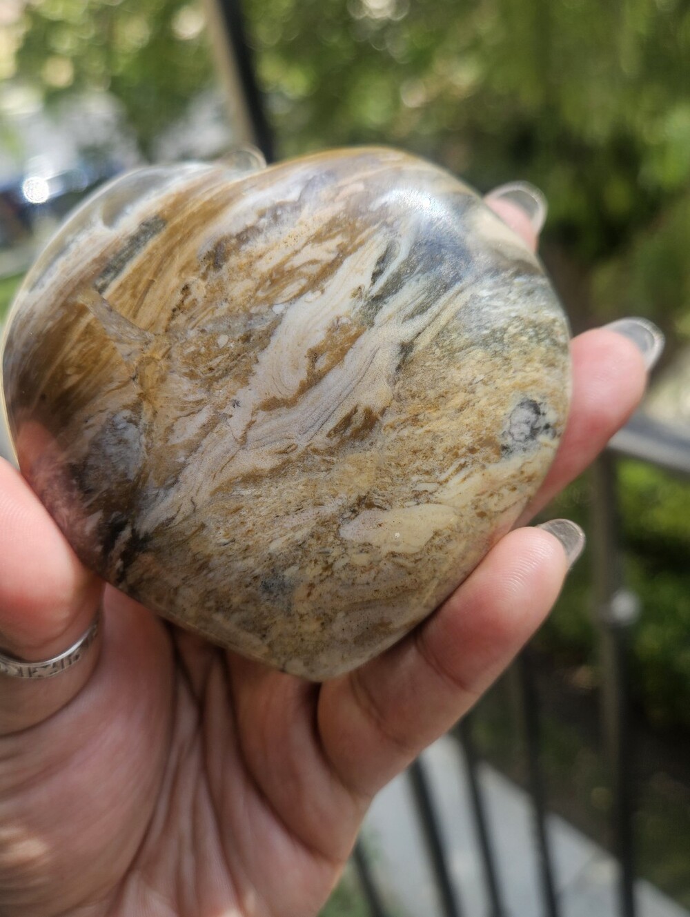 Ocean Jasper Puffy Heart - Picture 2 of 2